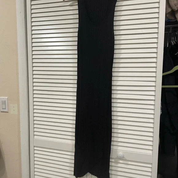 Rag & Bone asymmetrical Ribbed Black dress. Detailed back - Picture 4 of 12